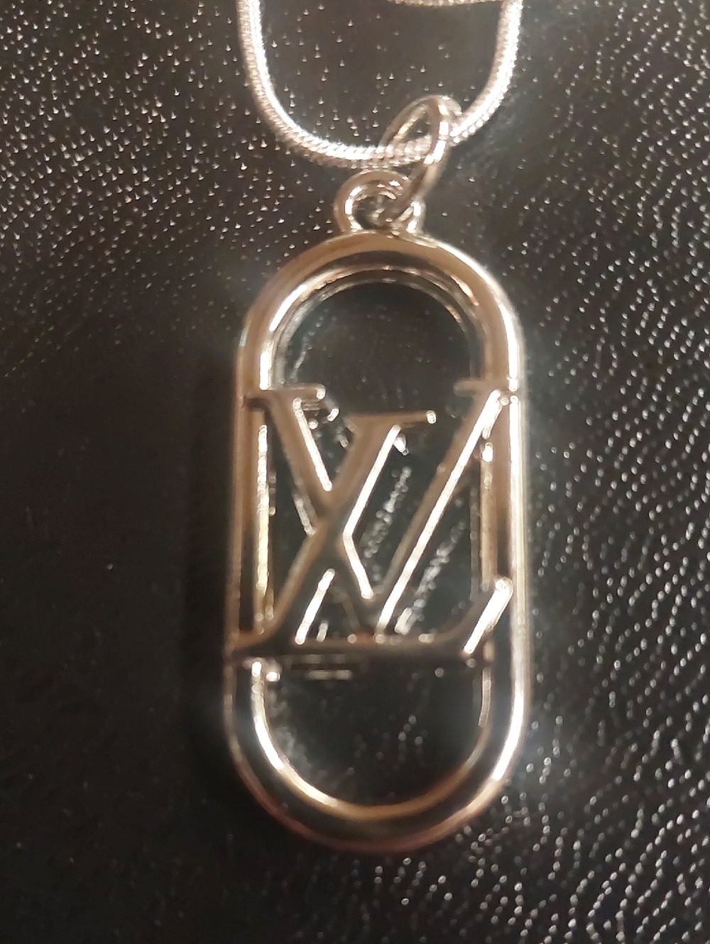 LV Sterling Silver Charm Pendant Necklace